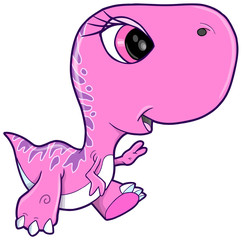 Pink Girl Tyrannosaurus Rex Dinosaur Vector Illustration art