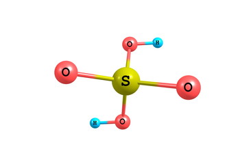 Sulphur acid molecular structure on white background