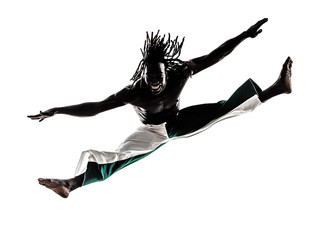  black man dancer dancing capoeira  silhouette