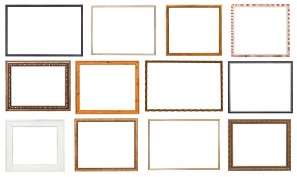 set wooden picture frame with cut out canvas