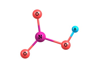 Nitric acid molecular structure on white