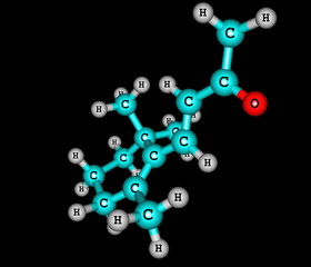Beta-ionone molecular structure on black