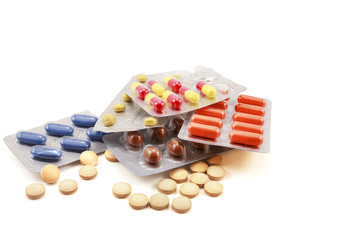 Medicines on white background