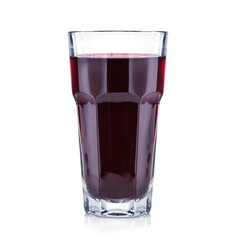 Red berries fresh and healthy juice in a tall glass isolated on