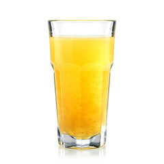 Tropic fruits fresh and healthy juice in a tall glass isolated o