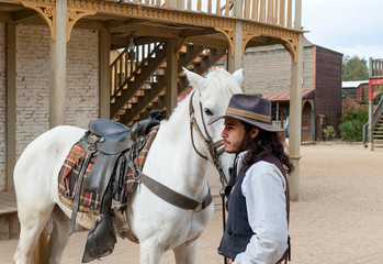 Sheriff and Horse at Mini Hollywood  Almeria Andalusia Spain