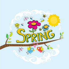 vector spring landscape illustration