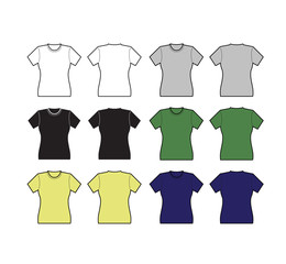 Set of Female T-shirt template