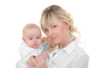 happy mother holding her baby
