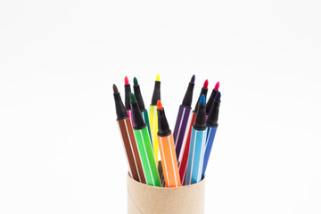 Color pens isolated on white