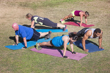 Diverse Group Doing Push-Ups
