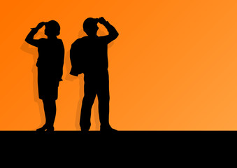 Construction engineers in safety helmets in industrial concept v