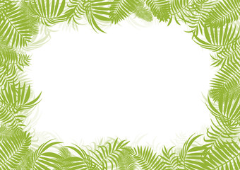 Fototapeta na wymiar Tropical jungle rain forest vector background blank frame templa
