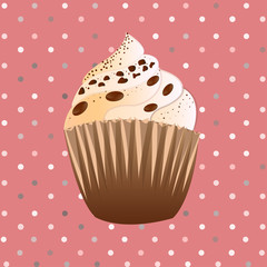 chocolate cupcake on the pink  background