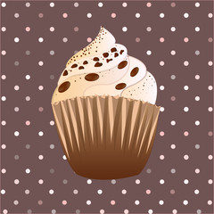 chocolate cupcake on the brown  background
