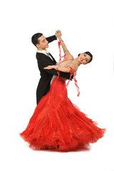 beautiful couple in the active ballroom dance - obrazy, fototapety, plakaty