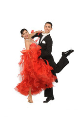 Naklejka premium beautiful couple in the active ballroom dance
