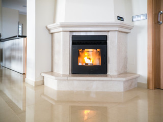 A modern fireplace