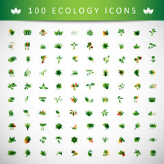 Ecology Icons Set - Isolated On Gray Background