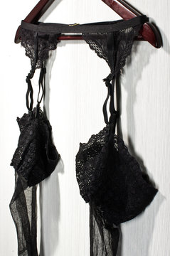 Erotick stockings hanged on the wall