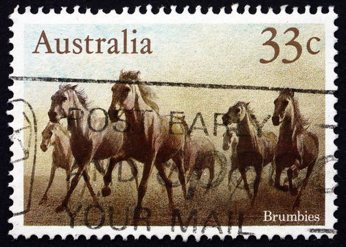 Postage stamp Australia 1986 Brumbies, Wild Horses
