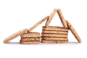 Chocolate chip cookies isolated on white
