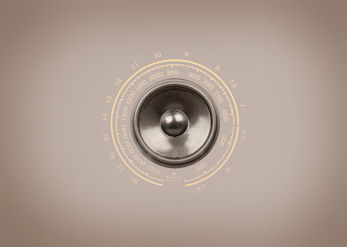 Music speakers on a sepia background