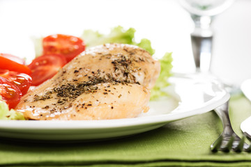 Chicken meet on plate horizontal