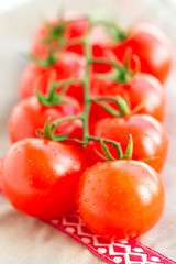 Juicy organic Cherry tomatoes macro