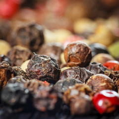 Colorful Peppers Mix in wooden background