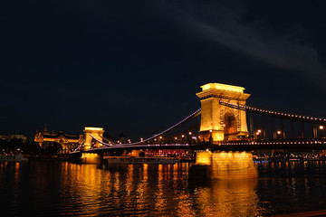 ハンガリー、夜の鎖橋