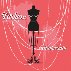 vector vintage tailor's mannequin with size measurements