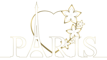 Eiffel Heart - Gold & White