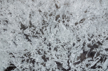 texture of the ice with snowflakes