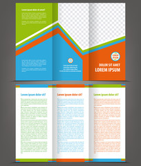 Vector empty trifold brochure print template design - obrazy, fototapety, plakaty