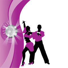 vector purple background with dancing couple