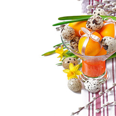 Colorful easter eggs on white background