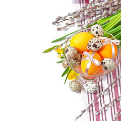 Colorful easter eggs on white background