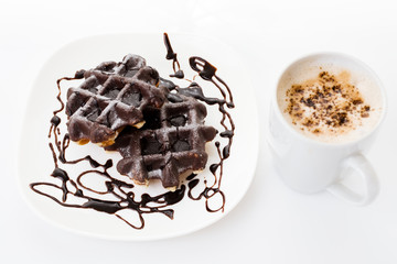 two chocolate waffles