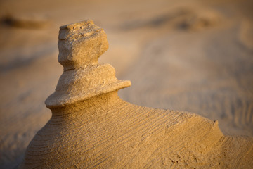 Fototapeta na wymiar Macro of sand stone in the desert with shallow depth of field