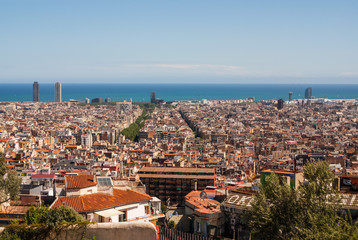 Fototapeta na wymiar View of barcelona from Tibidano, Barcelona in the Spain,Europa