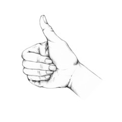 Hand mit hochgestelltem Daumen