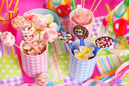 birthday party table with sweets for kids