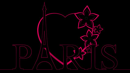 Eiffel Heart - Pink & Black