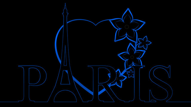 Eiffel Heart - Blue & Black