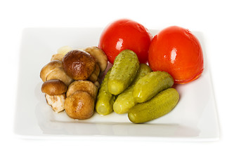 Marinated vegetables and mushrooms