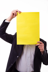 Businessman holding a blank paper