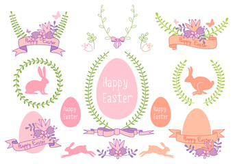 Happy Easter laurel frames,  vector design set