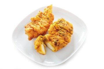 chicken pakora on white background