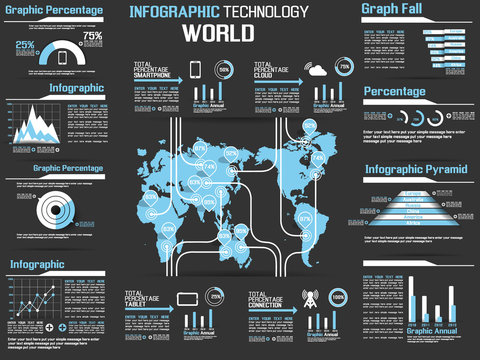 INFOGRAPHIC COLLECTION ELEMENT TECHNOLOGY WORLD HEAVENLY